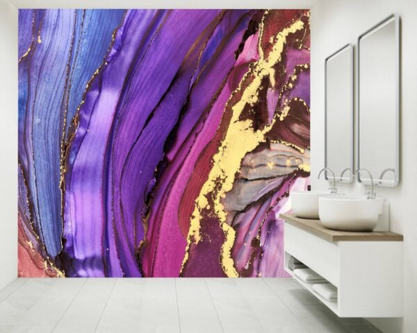 Violet Marble Wallpaper - Vinyl Wallpaper, Office Wallpaper Design, Marble Wall Design, Wall Decor, Removable Wallpaper