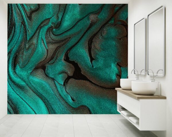 Dark Green Marble Wallpaper - Peel and Stick Wallpaper, Living Room Wall Mural, Marble Wall Design, Wall Decor, Removable Wallpaper