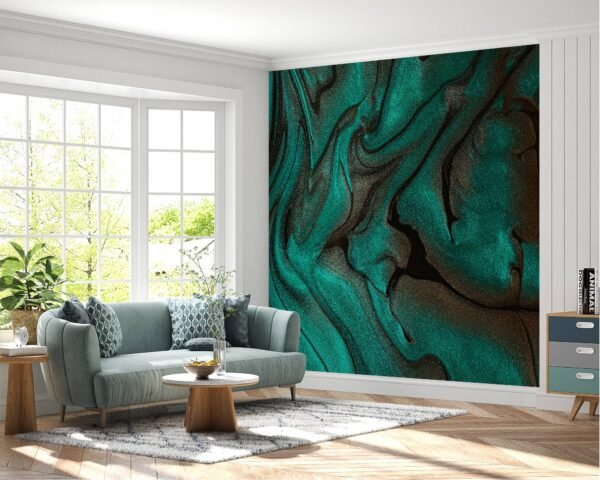 Dark Green Marble Wallpaper - Peel and Stick Wallpaper, Living Room Wall Mural, Marble Wall Design, Wall Decor, Removable Wallpaper