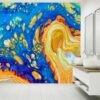 Blue Marble Effect Wallpaper - Self Adhesive Wallpaper, Office Wall Mural, Marble Wall Design, Wall Decor, Removable Wallpaper