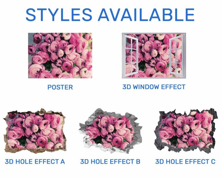 Peonies Wall Art - Flower Wall Decal, Self Adhesive, Removable Vinyl, Easy to Install, Wall Decoration, Flower Wall Mural