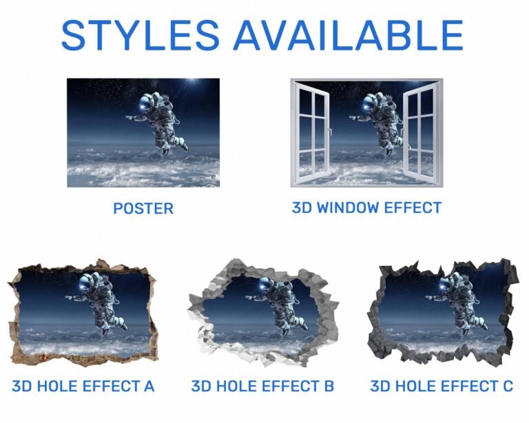 Astronauts Wall Decal - Space Wall Décor - Easy to Apply and Remove - Ideal for Room Décor