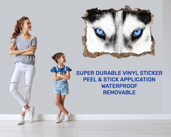 Husky Wall Art - Self Adhesive Wall Sticker, Animal Wall Sticker, Bedroom Wall Sticker, Removable Vinyl, Wall Decoration