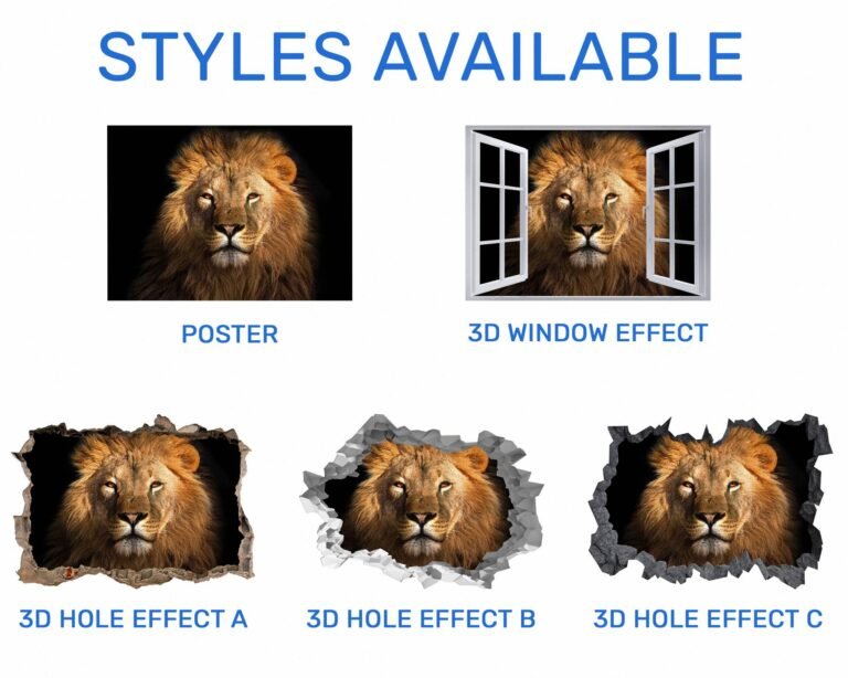 Lion Wall Decal - Self Adhesive Wall Sticker, Animal Wall Sticker, Bedroom Wall Sticker, Removable Vinyl, Wall Decoration