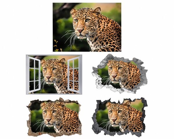 Amotekun Animal - Self Adhesive Wall Sticker, Animal Wall Decal, Bedroom Wall Sticker, Removable Vinyl, Wall Decoration