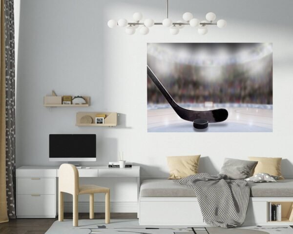 Hockey Wall Décor - Wall Decal Sport, Bedroom Wall Art, Peel and Stick, Sport Wall Decor, Vinyl Decal, Wall Decoration