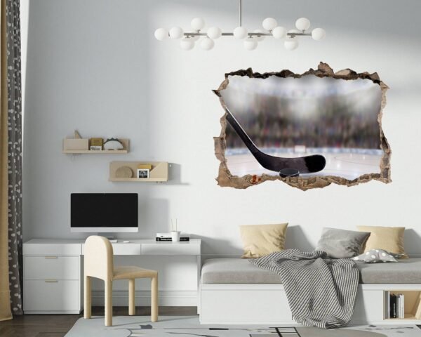 Hockey Wall Décor - Wall Decal Sport, Bedroom Wall Art, Peel and Stick, Sport Wall Decor, Vinyl Decal, Wall Decoration