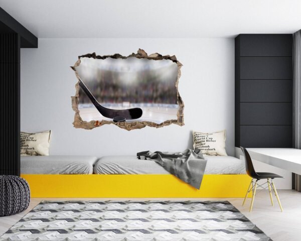 Hockey Wall Décor - Wall Decal Sport, Bedroom Wall Art, Peel and Stick, Sport Wall Decor, Vinyl Decal, Wall Decoration