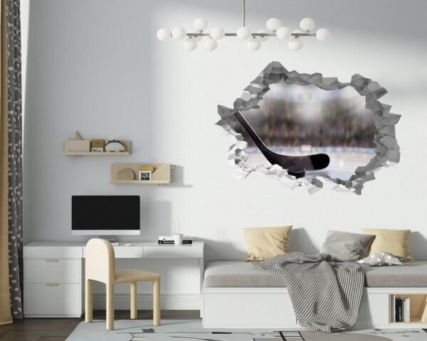 Hockey Wall Décor - Wall Decal Sport, Bedroom Wall Art, Peel and Stick, Sport Wall Decor, Vinyl Decal, Wall Decoration