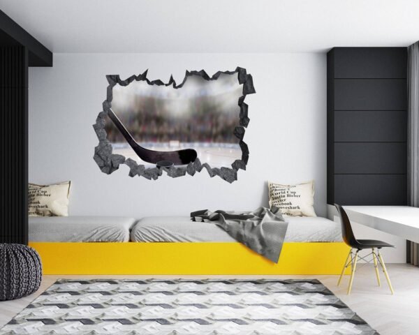 Hockey Wall Décor - Wall Decal Sport, Bedroom Wall Art, Peel and Stick, Sport Wall Decor, Vinyl Decal, Wall Decoration