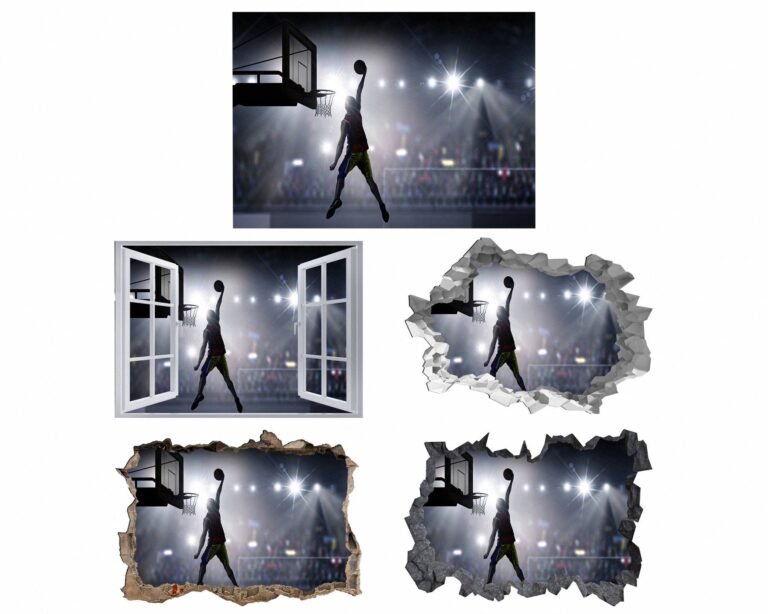 Basketball Wall Sticker - Sport Wall Decal, Bedroom Wall Sticker, Self Adhesive Wall Decal, Wall Art Sport, Printable Wall Art