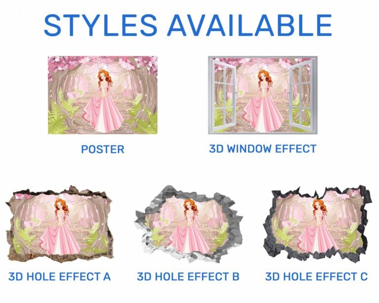 Princess Wall Mural - Fantasy Wall Art, Removable Wall Sticker, Wall Vinyl Sticker, Peel and Stick Wall Decal, Wall Sticker Print, Wall Sticker for Bedroom