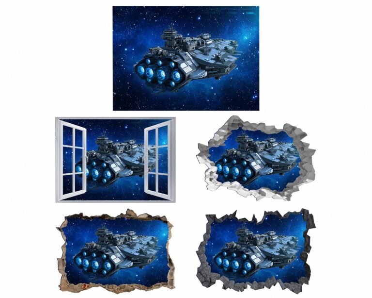 Spaceship Wall Sticker - Space Wall Decor - Ideal for Living Room Wall Decals - Easy to Apply and Remove