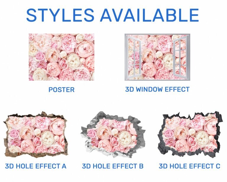 Peonies Wall Sticker - Flower Wall Decal, Self Adhesive, Removable Vinyl, Easy to Install, Wall Decoration, Flower Wall Mural