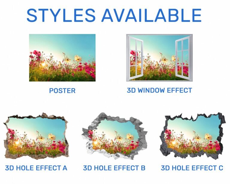 Pink Flowers - Flower Wall Sticker, Self Adhesive, Removable Vinyl, Easy to Install, Wall Decoration, Flower Wall Mural