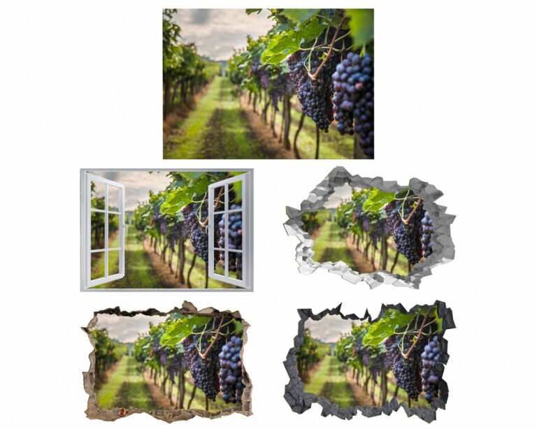 Grape Vine Wall Decal - Flower Wall Sticker, Self Adhesive, Removable Vinyl, Easy to Install, Wall Decoration, Flower Wall Mural