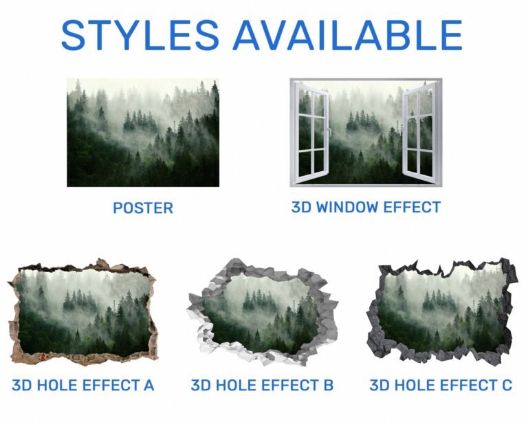 Misty Forest Wall Art - Self Adhesive Wall Sticker, Vinyl Wall Decal ,Nature Wall Sticker, Wall Decor for Bedroom, Easy To apply, Wall Decor, Living Room Wall Sticker