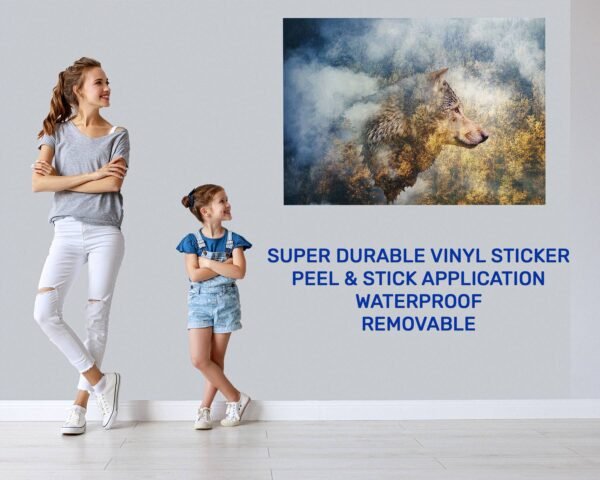 Wolf Vinyl Decal - Self Adhesive Wall Decal, Animal Wall Decal, Bedroom Wall Sticker, Removable Vinyl, Wall Decoration