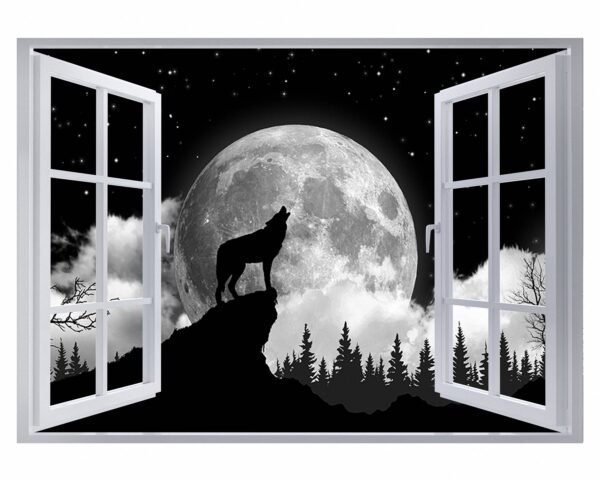 Wolf Wall Decal - Self Adhesive Wall Decal, Animal Wall Decal, Bedroom Wall Sticker, Removable Vinyl, Wall Decor
