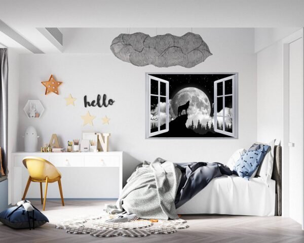 Wolf Wall Decal - Self Adhesive Wall Decal, Animal Wall Decal, Bedroom Wall Sticker, Removable Vinyl, Wall Decor