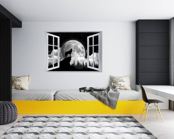Wolf Wall Decal - Self Adhesive Wall Decal, Animal Wall Decal, Bedroom Wall Sticker, Removable Vinyl, Wall Decor