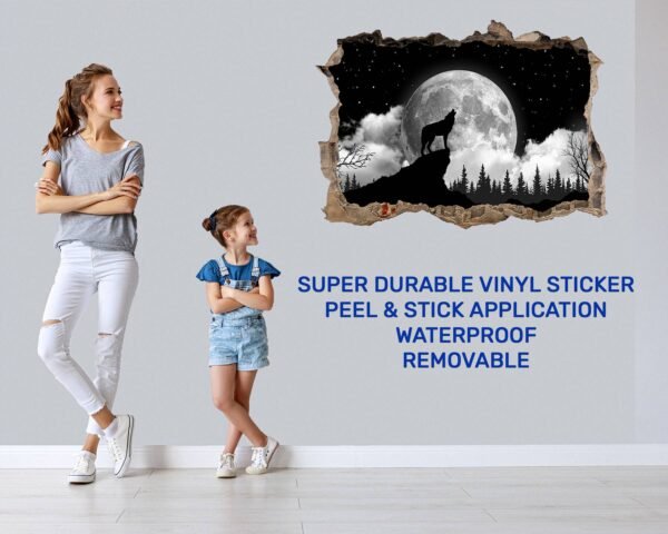 Wolf Wall Decal - Self Adhesive Wall Decal, Animal Wall Decal, Bedroom Wall Sticker, Removable Vinyl, Wall Decor