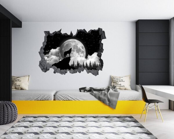 Wolf Wall Decal - Self Adhesive Wall Decal, Animal Wall Decal, Bedroom Wall Sticker, Removable Vinyl, Wall Decor