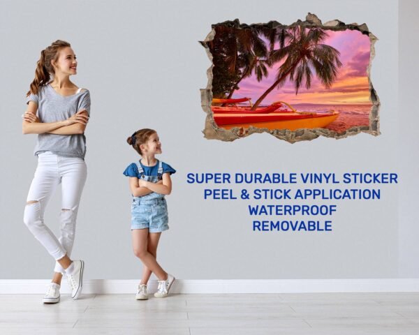 Beach Wall Art - Self Adhesive Wall Sticker, Vinyl Wall Decal ,Beach Wall Sticker, Wall Decor for Bedroom, Easy To apply, Wall Decor, Living Room Wall Sticker