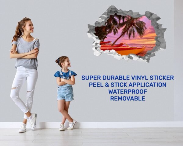 Beach Wall Art - Self Adhesive Wall Sticker, Vinyl Wall Decal ,Beach Wall Sticker, Wall Decor for Bedroom, Easy To apply, Wall Decor, Living Room Wall Sticker