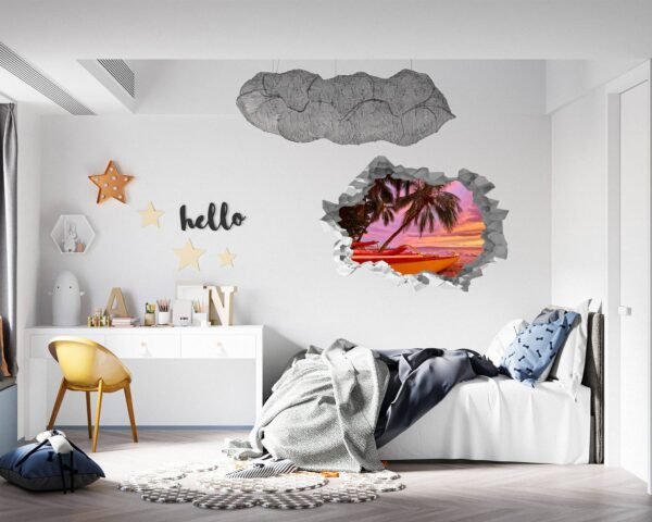 Beach Wall Art - Self Adhesive Wall Sticker, Vinyl Wall Decal ,Beach Wall Sticker, Wall Decor for Bedroom, Easy To apply, Wall Decor, Living Room Wall Sticker