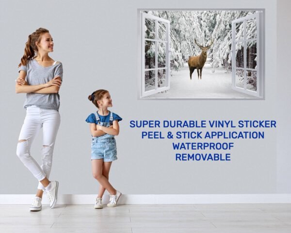 Deer Vinyl Decal - Self Adhesive Wall Decal, Animal Wall Decal, Living Room Wall Sticker, Removable Vinyl