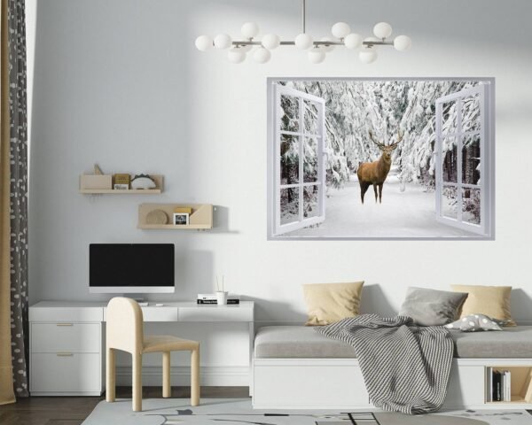 Deer Vinyl Decal - Self Adhesive Wall Decal, Animal Wall Decal, Living Room Wall Sticker, Removable Vinyl