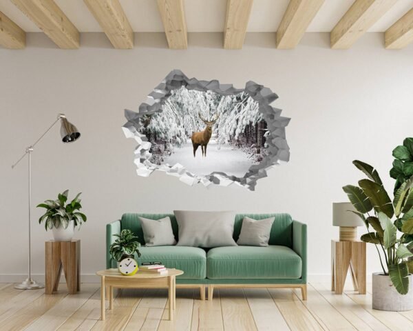 Deer Vinyl Decal - Self Adhesive Wall Decal, Animal Wall Decal, Living Room Wall Sticker, Removable Vinyl