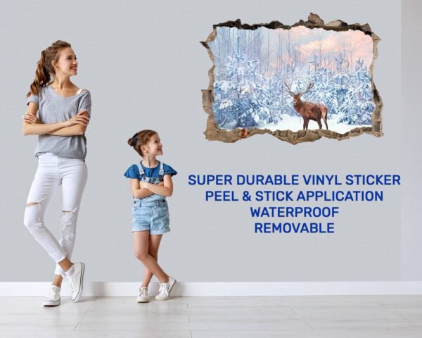 Deer Wall Art - Self Adhesive Wall Decal, Animal Wall Decal, Bedroom Wall Sticker, Removable Vinyl, Wall Decoration
