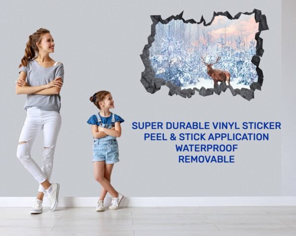 Deer Wall Art - Self Adhesive Wall Decal, Animal Wall Decal, Bedroom Wall Sticker, Removable Vinyl, Wall Decoration