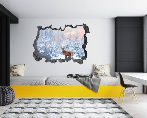 Deer Wall Art - Self Adhesive Wall Decal, Animal Wall Decal, Bedroom Wall Sticker, Removable Vinyl, Wall Decoration