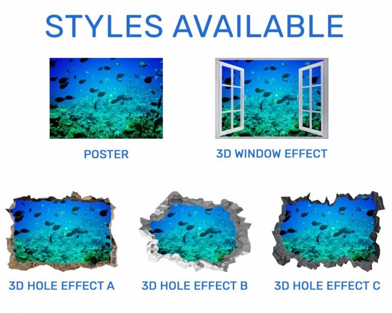 Underwater Life Wall Decal - Peel and Stick Removable Wall Art - Printable Ocean Wall Art - Perfect for Bedroom and Living Room Wall Decoration